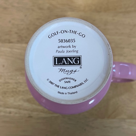 Lang Golf On The Go Ceramic Pink Argyle Coffee Mug - Picture 13 of 13